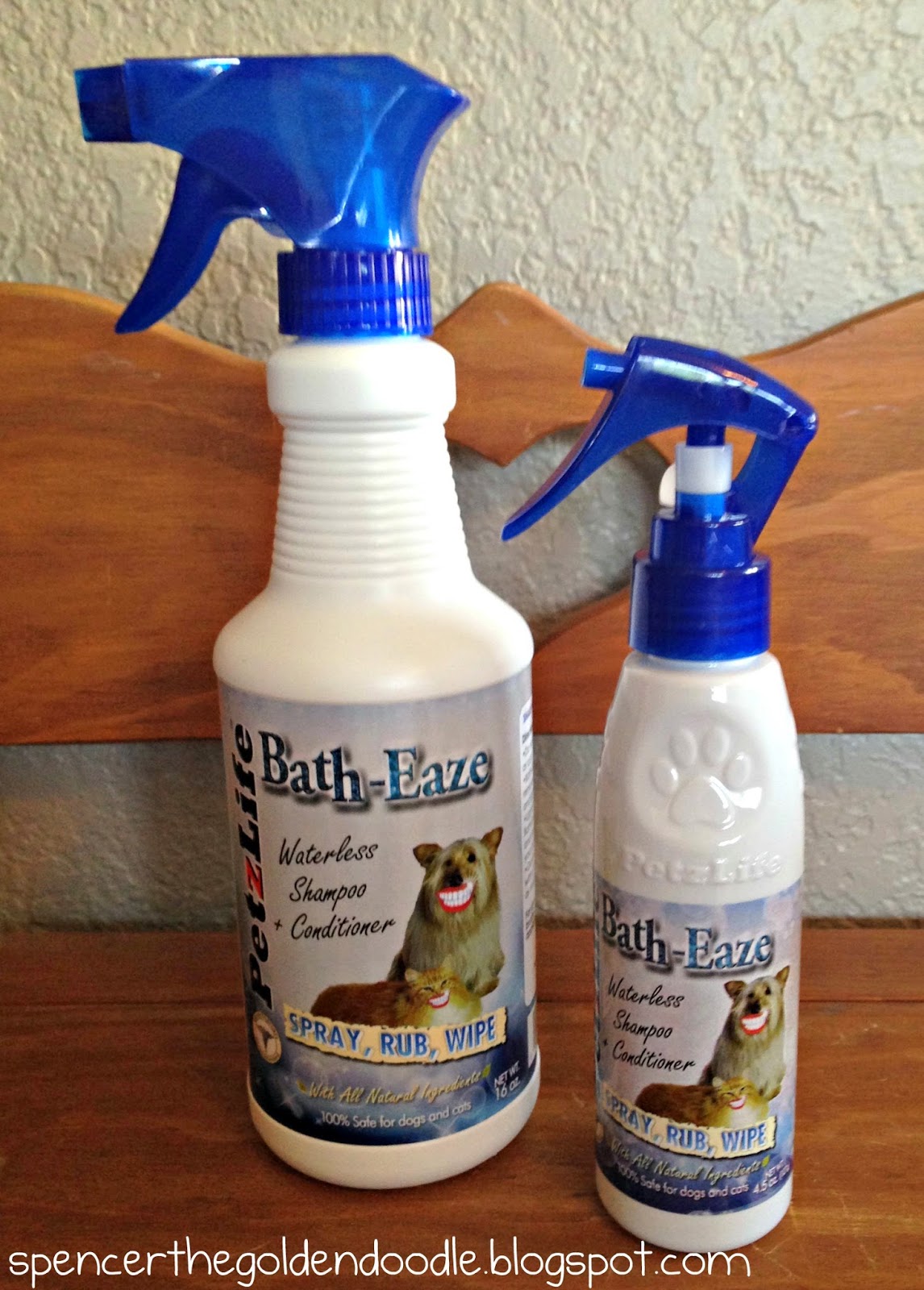 Spencer the Goldendoodle PetzLife BathEaze Waterless Shampoo